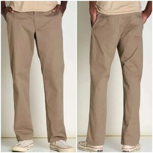 Toad&Co, New, Men's Mission Ridge Khaki Tan Regular Fit Chino Pants, Size 38